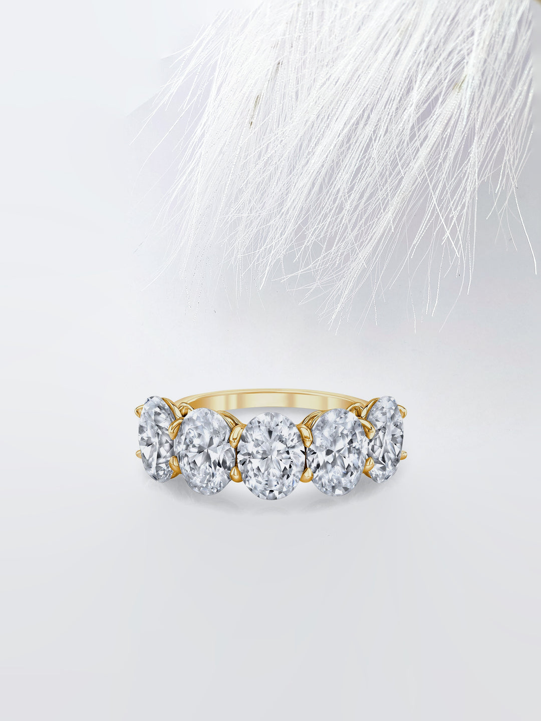 Oval FG - VS1 Lab Grown Diamond Five Stone Stacking Band - Doozy Diamonds