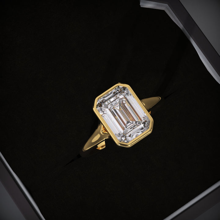 Shop emerald bezel lab grown diamond engagement ring