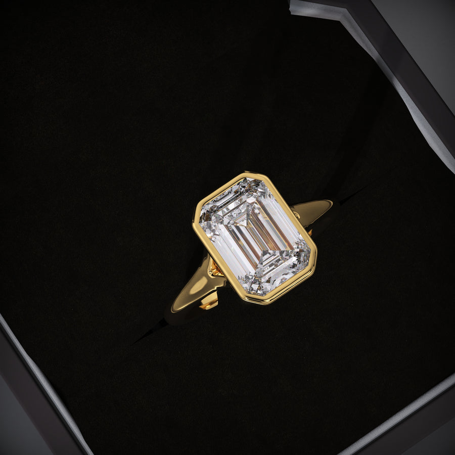 Shop emerald bezel lab grown diamond engagement ring