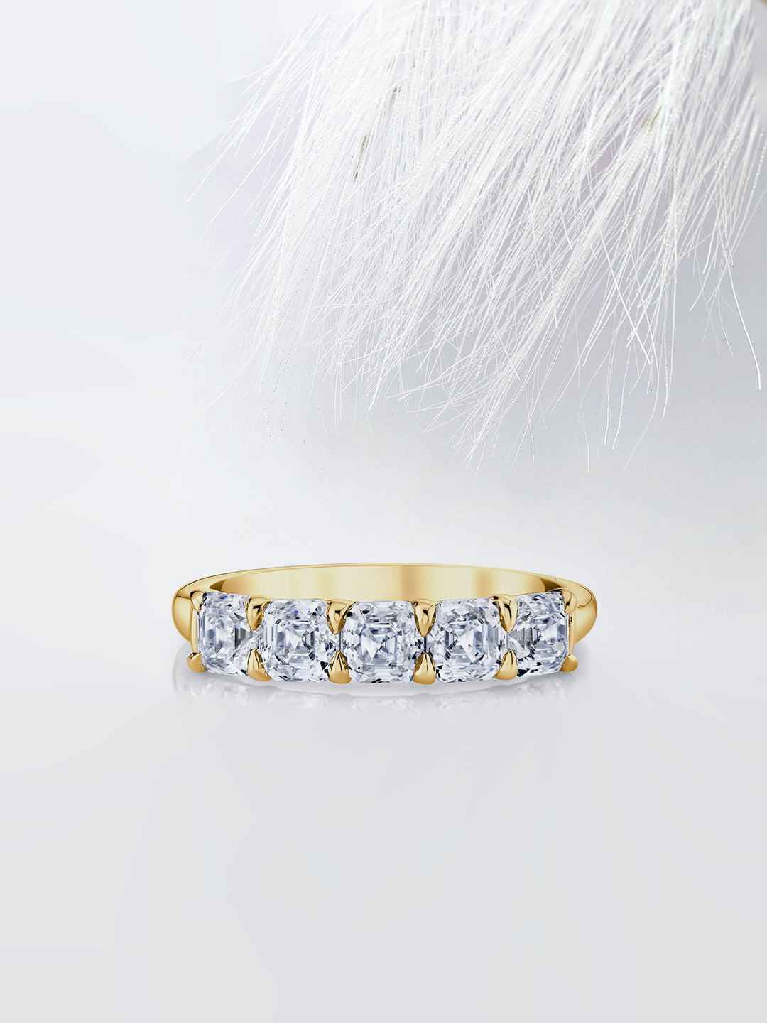 Asscher FG - VS1 Lab Grown Diamond Five Stone Wedding Band - Doozy Diamonds