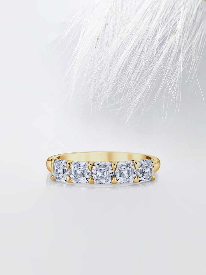 Asscher FG - VS1 Lab Grown Diamond Five Stone Wedding Band - Doozy Diamonds