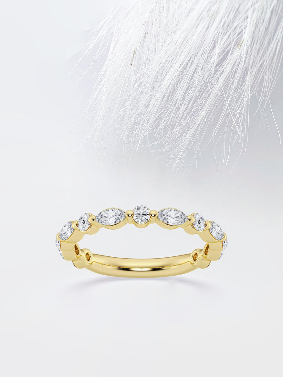Marquise & Round FG - VS2 Lab Grown Diamond Alternative Wedding Band - Doozy Diamonds