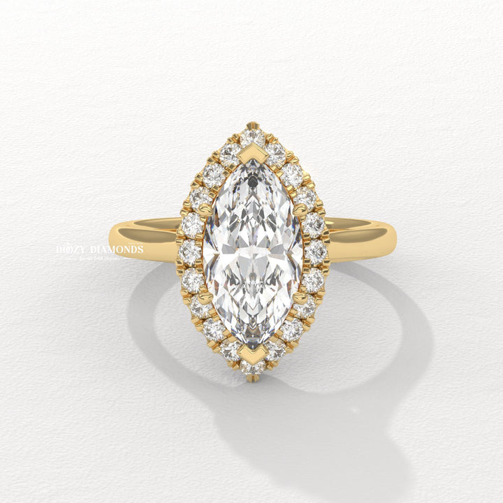 Buy marquise halo lab grown diamond engagement ring online