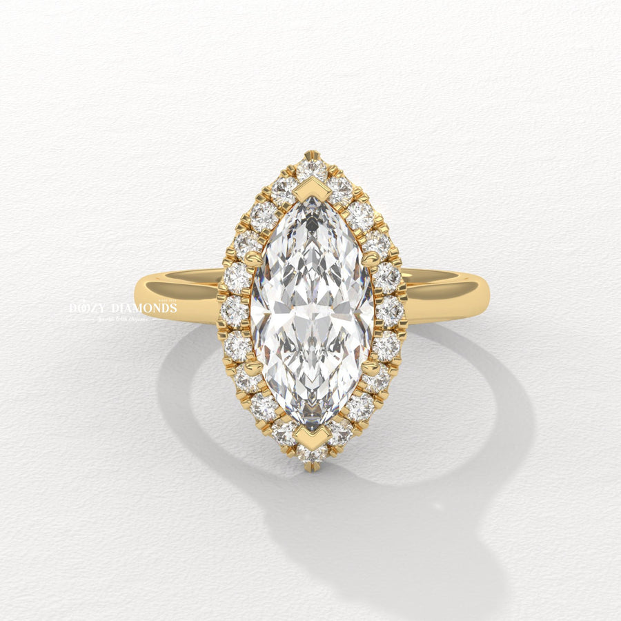 Buy marquise halo lab grown diamond engagement ring online