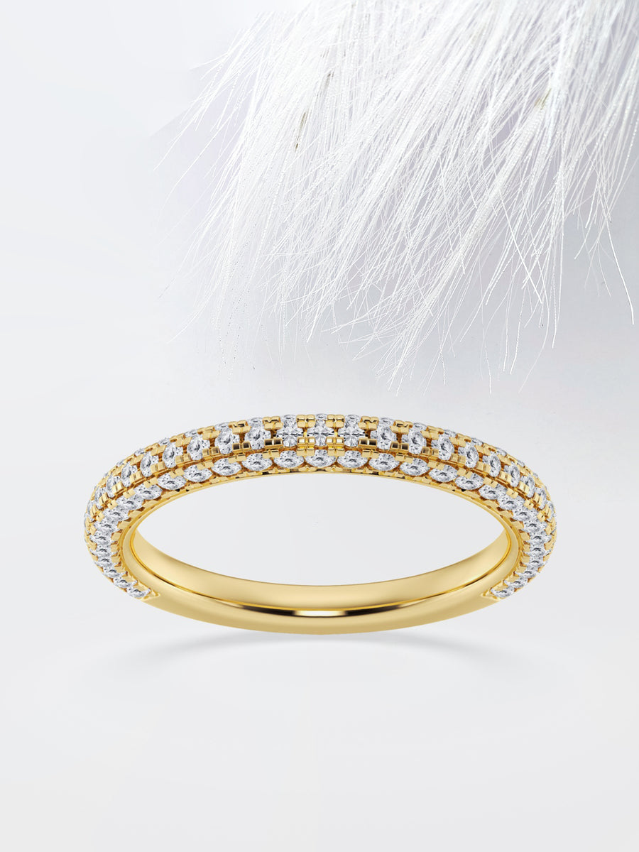 Round FG - VS2 Lab Grown Diamond Three Side Pave Half Eternity Band - Doozy Diamonds