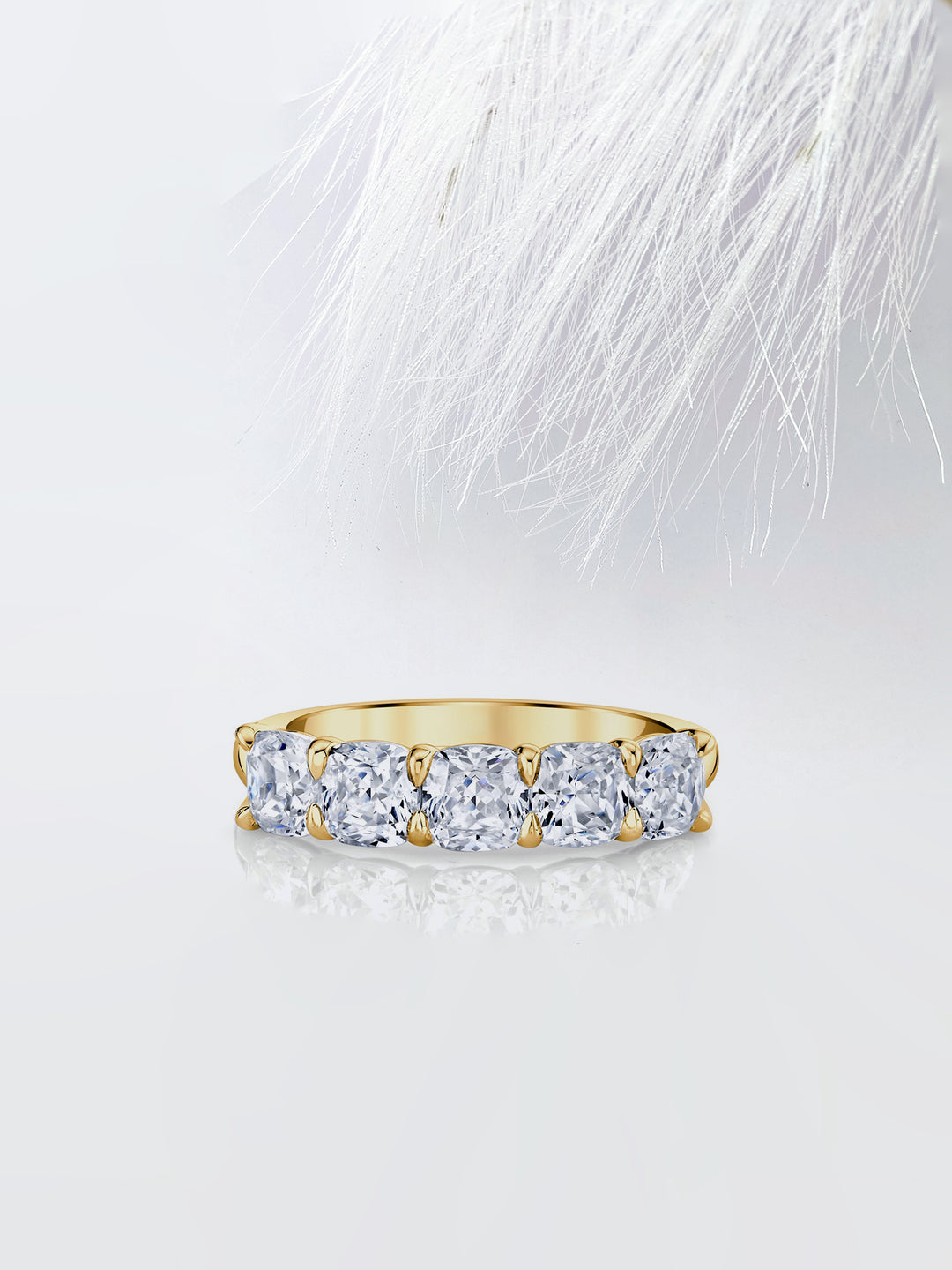 Cushion FG - VS1 Lab Grown Diamond Five Stone Wedding Band - Doozy Diamonds