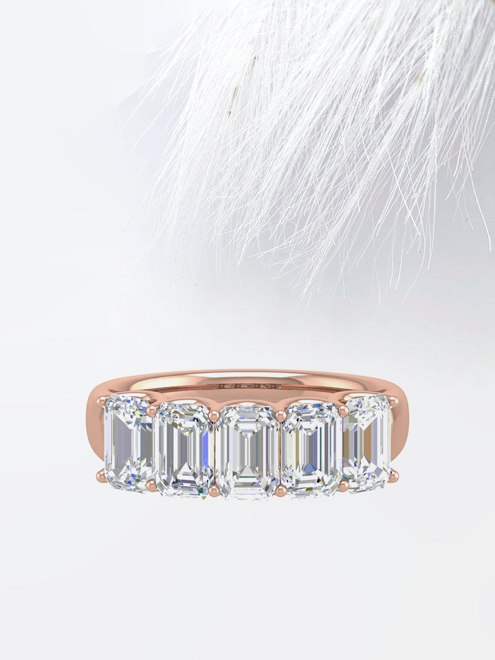 Emerald GH - VVS Lab Grown Diamond Five Stone Wedding Band - Doozy Diamonds
