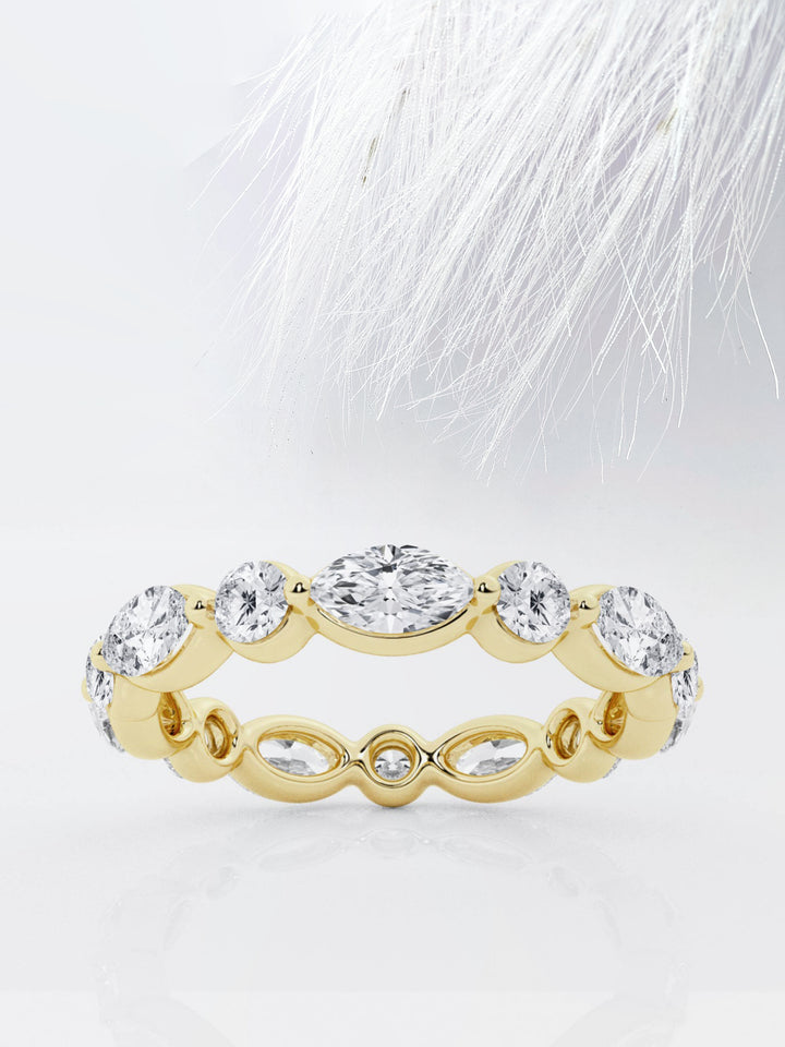 Marquise & Round FG - VS2 Lab Grown Diamond Floating Wedding Band - Doozy Diamonds