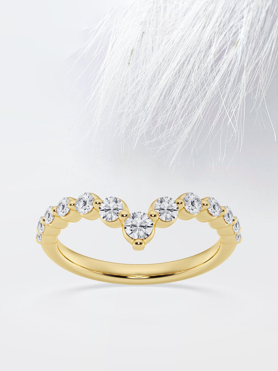 Round FG - VS2 Lab Grown Diamond Chevron Wedding Band - Doozy Diamonds