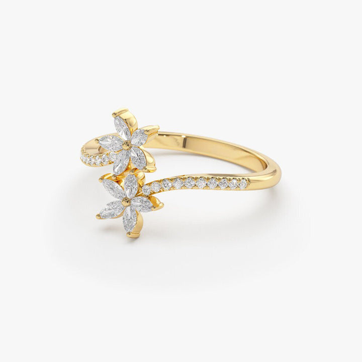 Marquise & Round Cut Flower Diamond Ring Gift for Mother - Doozy Diamonds