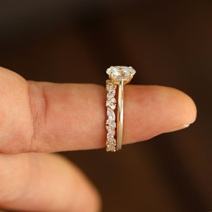 Oval Lab-Grown Solitaire Engagement Ring Set for Women