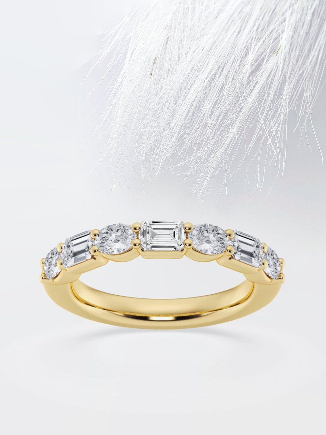 Emerald & Round FG - VS2 Lab Grown Diamond Half Eternity Wedding Band - Doozy Diamonds