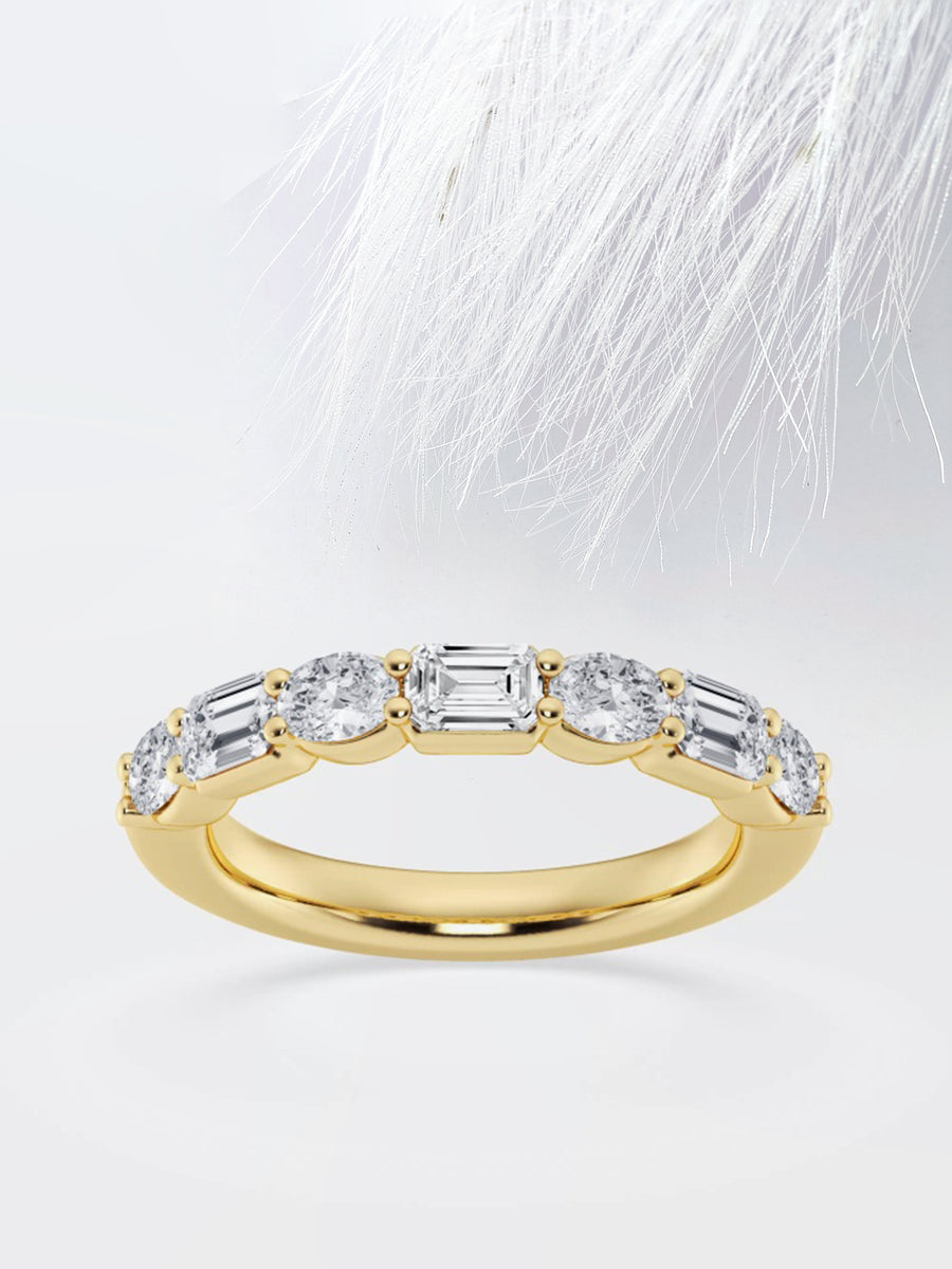 Emerald & Round FG - VS2 Lab Grown Diamond Half Eternity Wedding Band - Doozy Diamonds