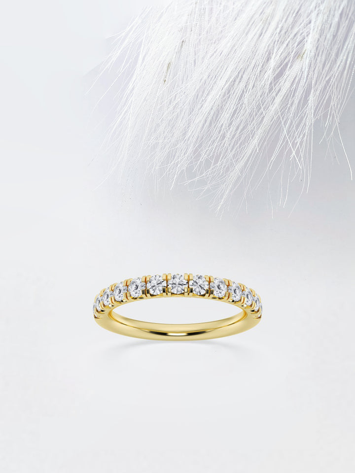 Round FG - VS2 Lab Grown Diamond French Pave Wedding Band - Doozy Diamonds