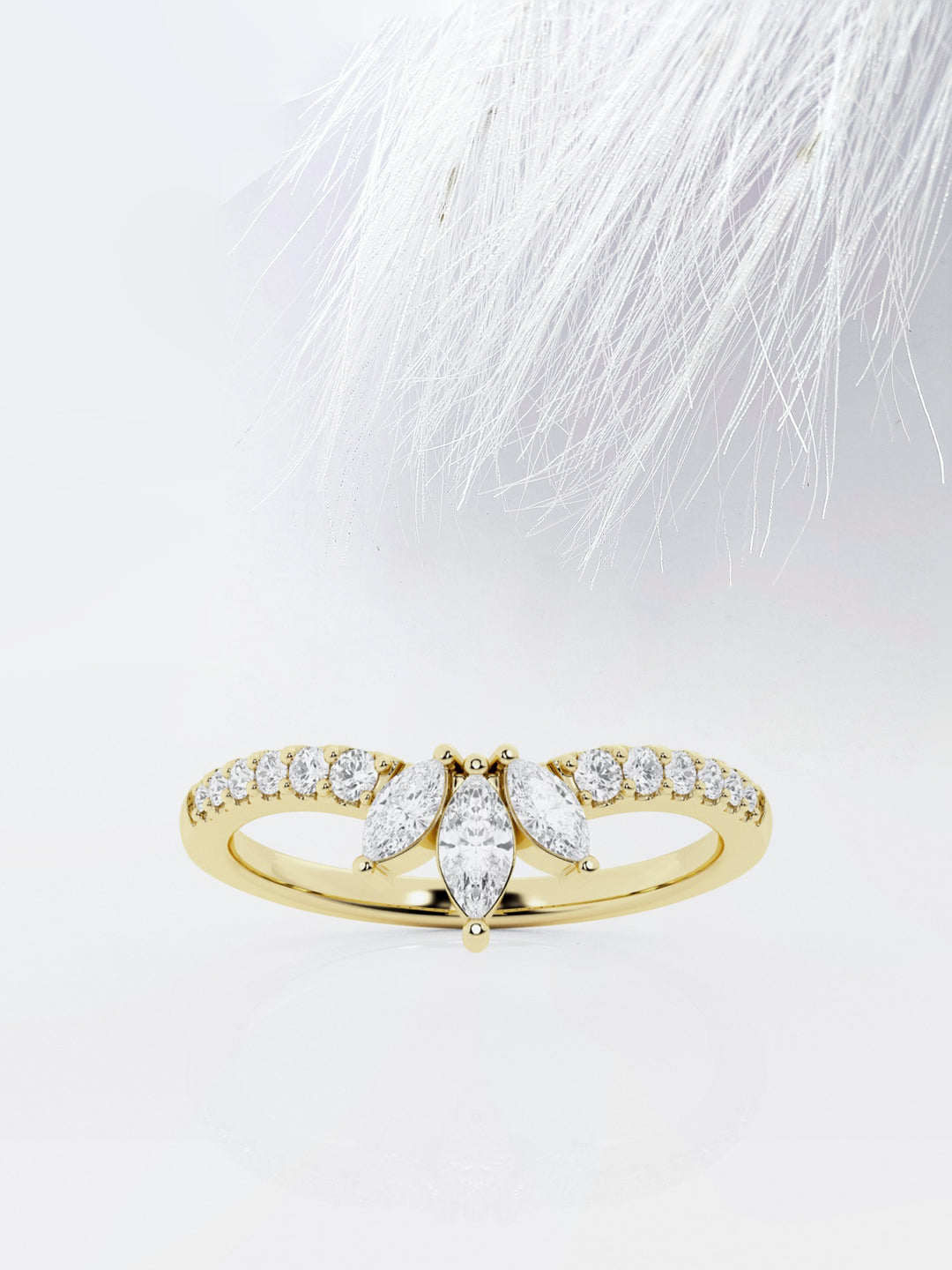 Marquise & Round FG - VS2 Lab Grown Diamond Chevron Wedding Band - Doozy Diamonds