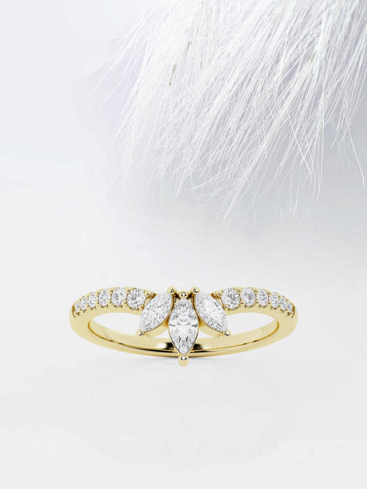 Marquise & Round FG - VS2 Lab Grown Diamond Chevron Wedding Band - Doozy Diamonds