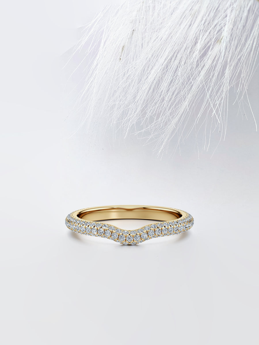 Round FG - VS1 Lab Grown Diamond Curved Half Eternity Wedding Band - Doozy Diamonds