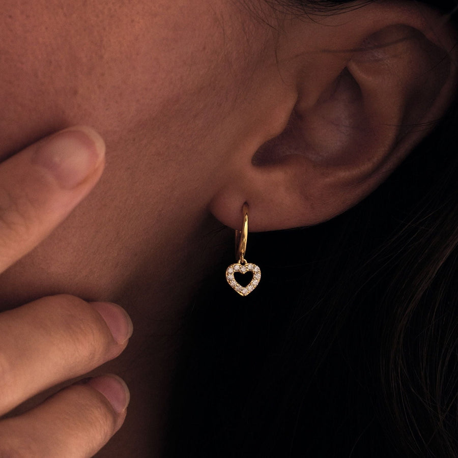 Heart Shape Hoop Diamond Earrings for Women - Doozy Diamonds