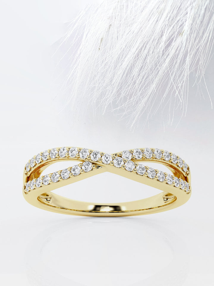 Round FG - VS2 Lab Grown Diamond Crossover Wedding Band - Doozy Diamonds