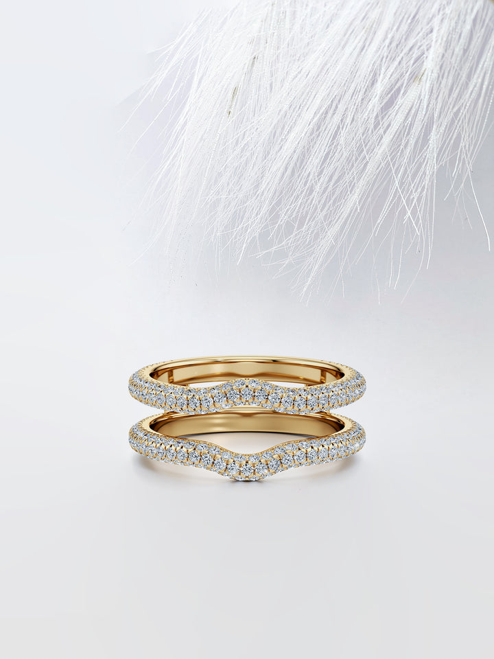 Round FG - VS1 Lab Grown Diamond Three Side Pave Double Stacking Band - Doozy Diamonds