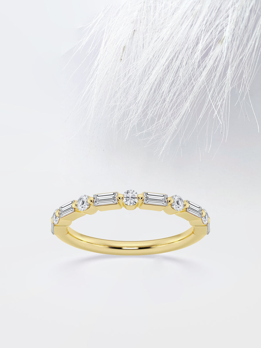 Baguette & Round FG - VS2 Lab Grown Diamond Floating Band - Doozy Diamonds