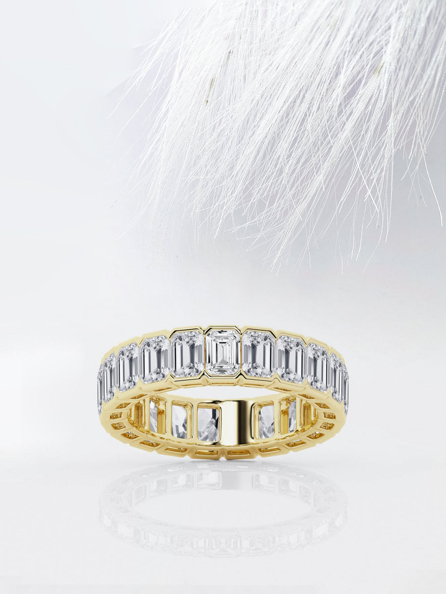Emerald FG - VS2 Lab Grown Diamond Bezel Set Wedding Band - Doozy Diamonds