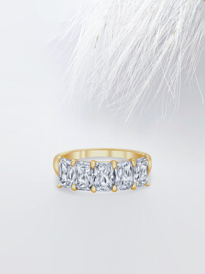 Radiant FG - VS1 Lab Grown Diamond Five Stone Wedding Band - Doozy Diamonds