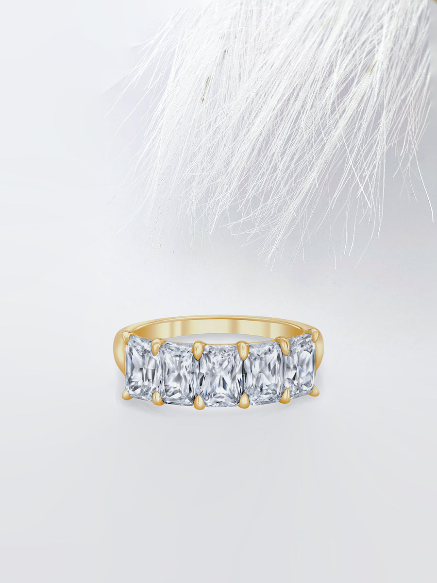 Radiant FG - VS1 Lab Grown Diamond Five Stone Wedding Band - Doozy Diamonds