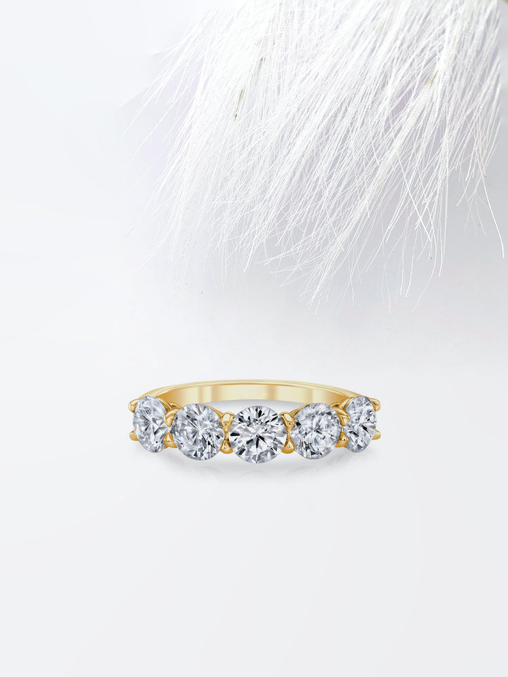 Round FG - VS1 Lab Grown Diamond Five Stone Wedding Band - Doozy Diamonds