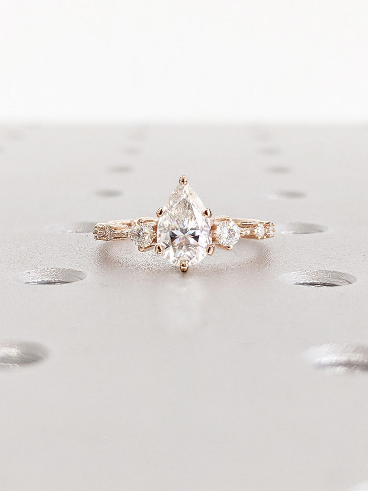 Buy 1.0CT pear cluster lab grown diamond engagement ring online