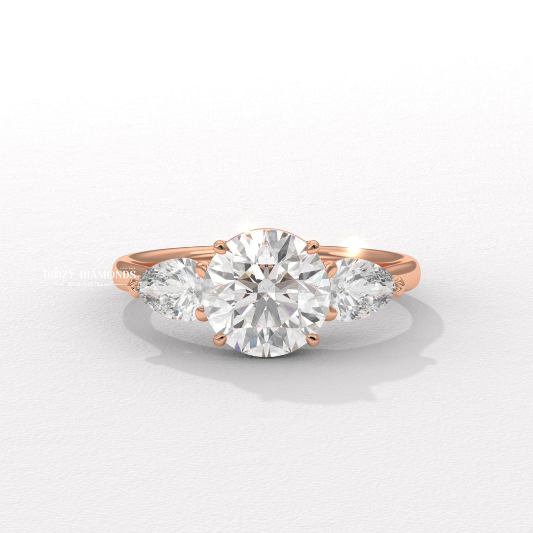 Certified round cut diamond featured in solitaire engagement ring