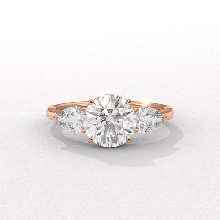 Certified round cut diamond featured in solitaire engagement ring