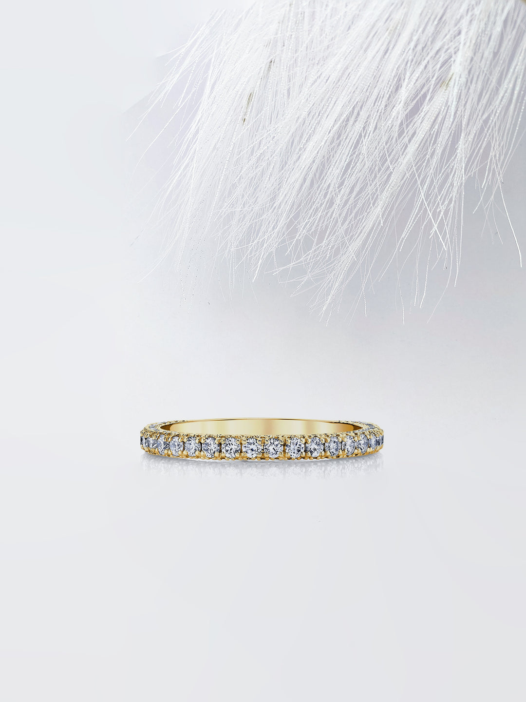 Round FG - VS1 Lab Grown Diamond Three Side Pave Wedding Band - Doozy Diamonds