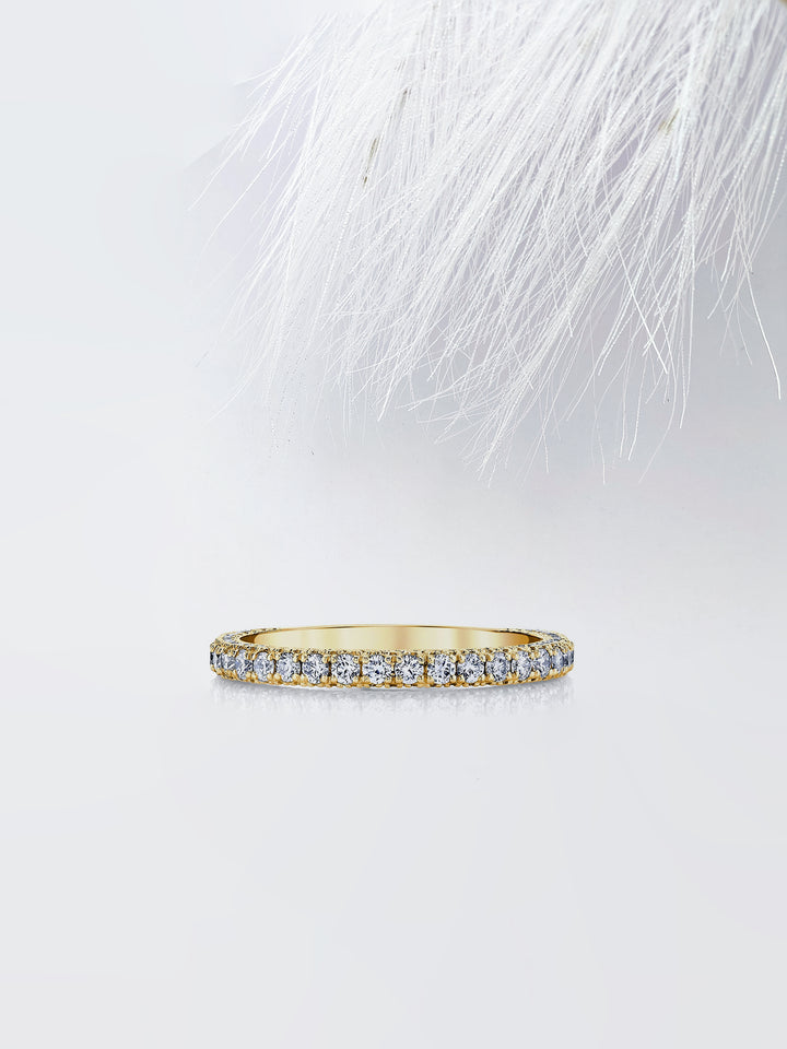 Round FG - VS1 Lab Grown Diamond Three Side Pave Wedding Band - Doozy Diamonds