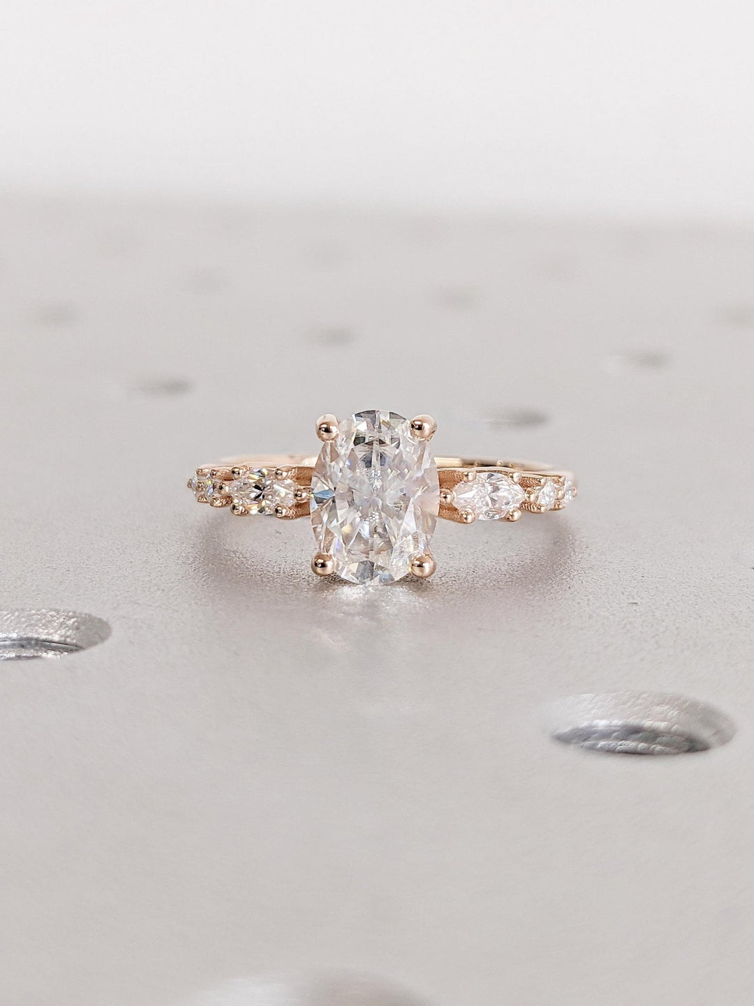 1.0CT oval cut cluster engagement ring available to buy now