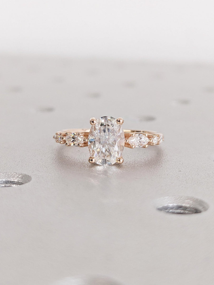1.0CT oval cut cluster engagement ring available to buy now