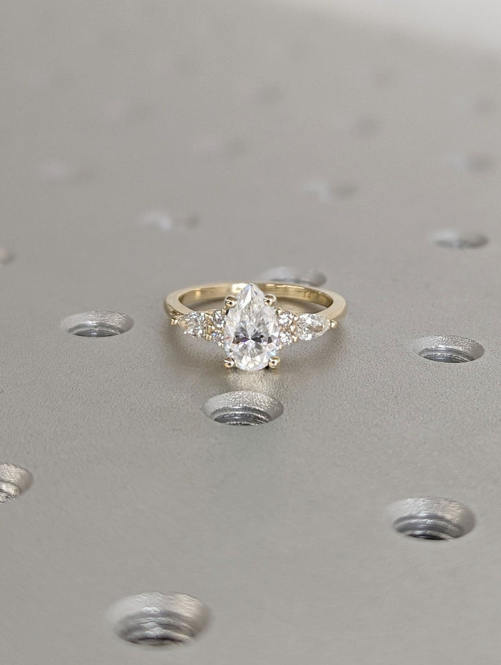 Discover pear cluster lab grown diamond engagement ring online
