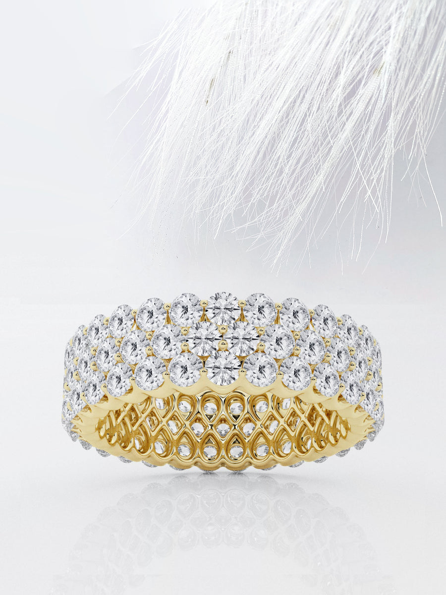 Round FG - VS2 Lab Grown Diamond Three Row Eternity Band - Doozy Diamonds