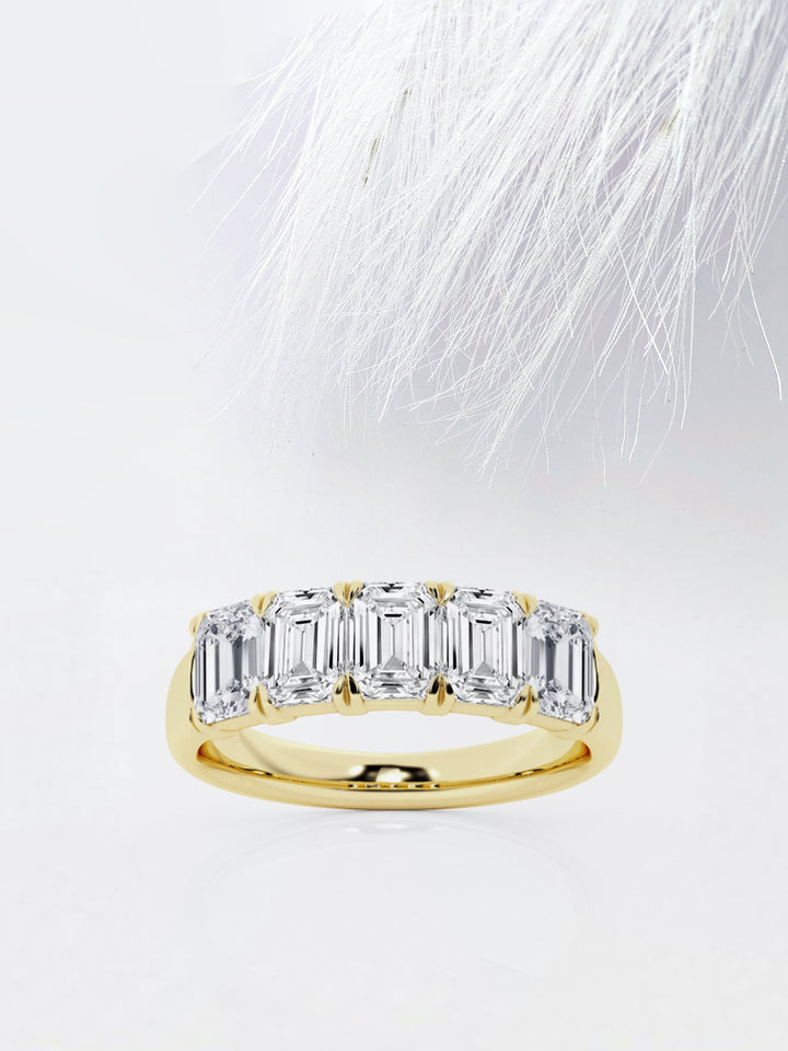 Emerald FG - VS2 Lab Grown Diamond Five Stone Wedding Band - Doozy Diamonds
