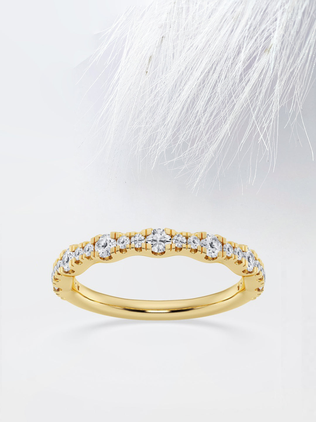 Round FG - VS2 Lab Grown Diamond Scalloped Wedding Band - Doozy Diamonds