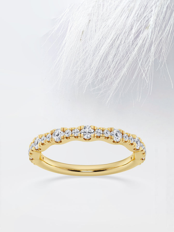 Round FG - VS2 Lab Grown Diamond Scalloped Wedding Band - Doozy Diamonds