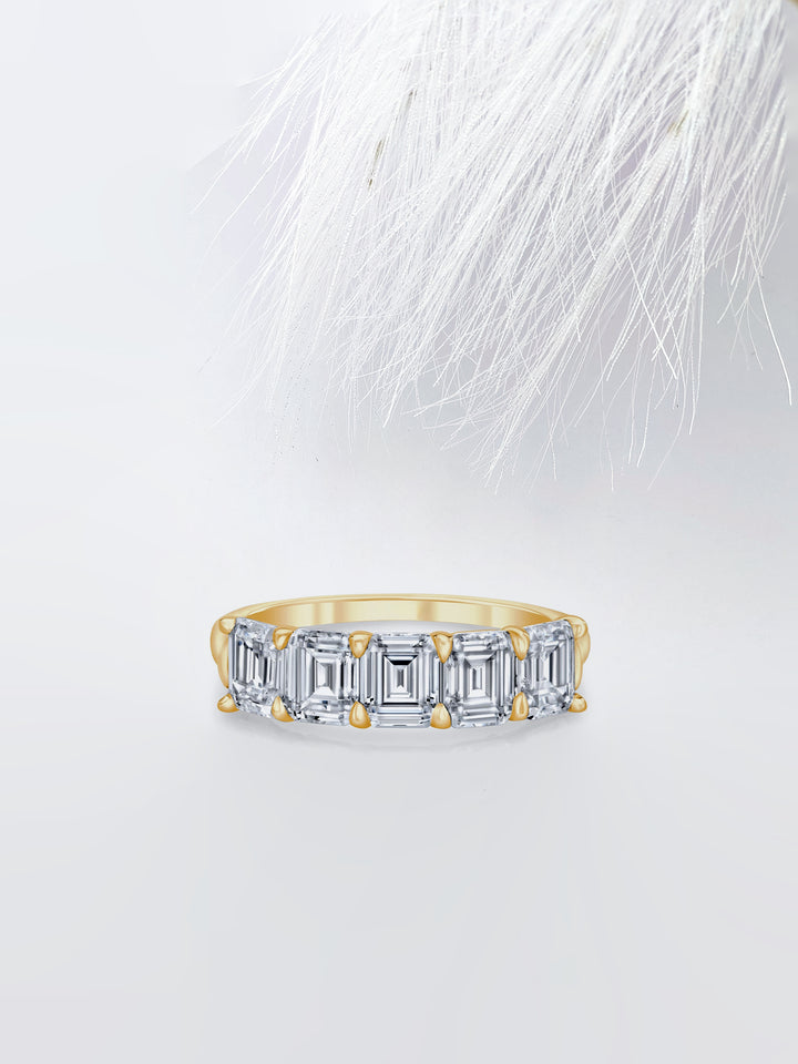 Emerald FG - VS1 Lab Grown Diamond Five Stone Wedding Band - Doozy Diamonds