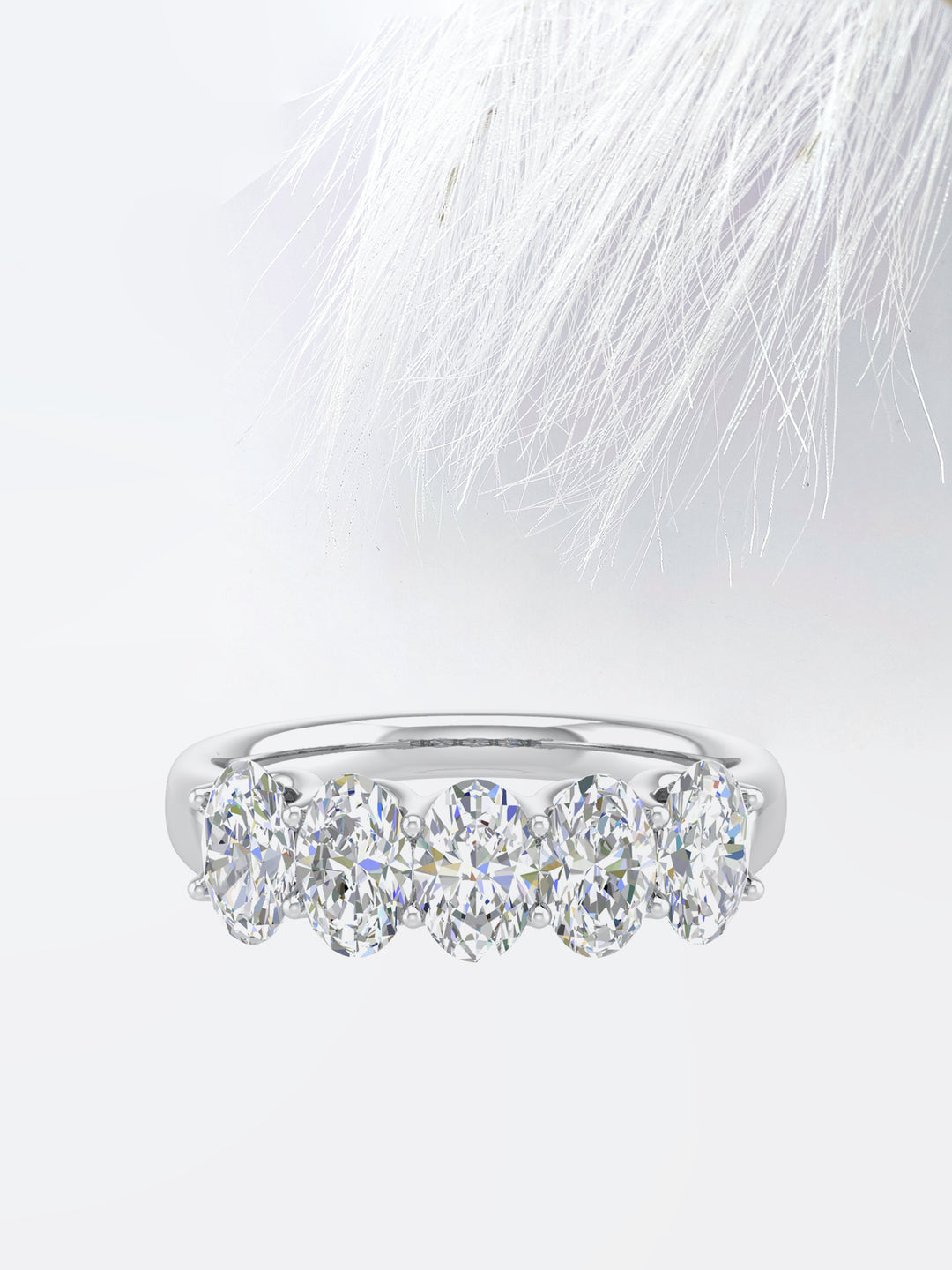 Oval GH - VVS Lab Grown Diamond Five Stone Wedding Band - Doozy Diamonds