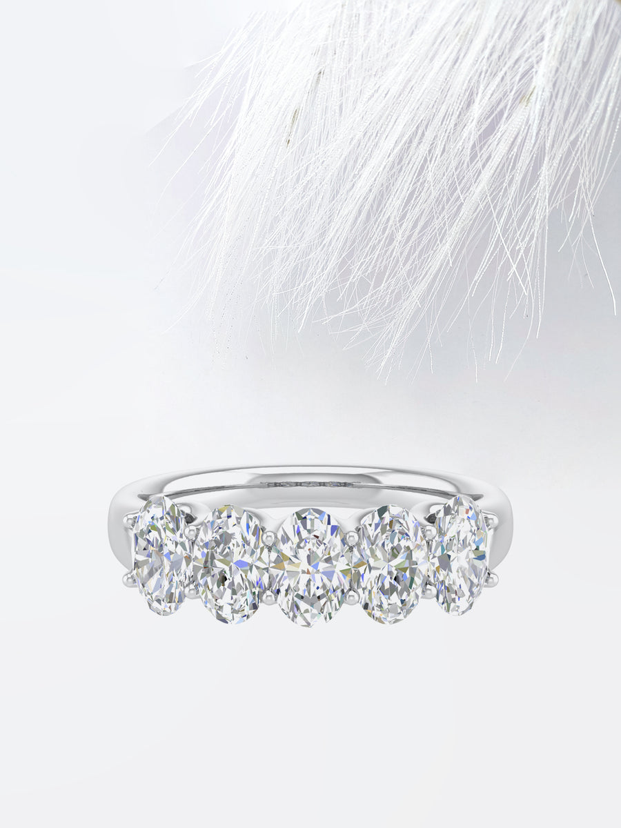 Oval GH - VVS Lab Grown Diamond Five Stone Wedding Band - Doozy Diamonds