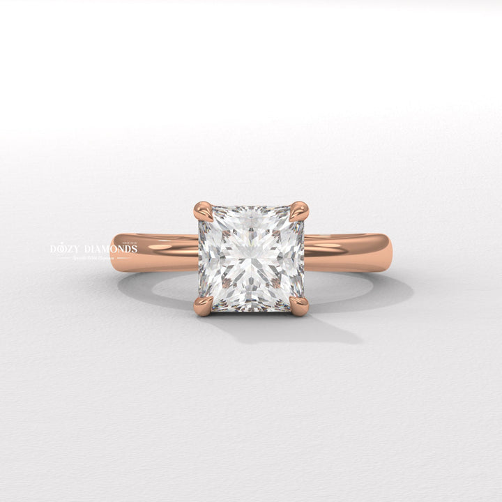 IGI certified princess cut diamond in solitaire engagement ring setting