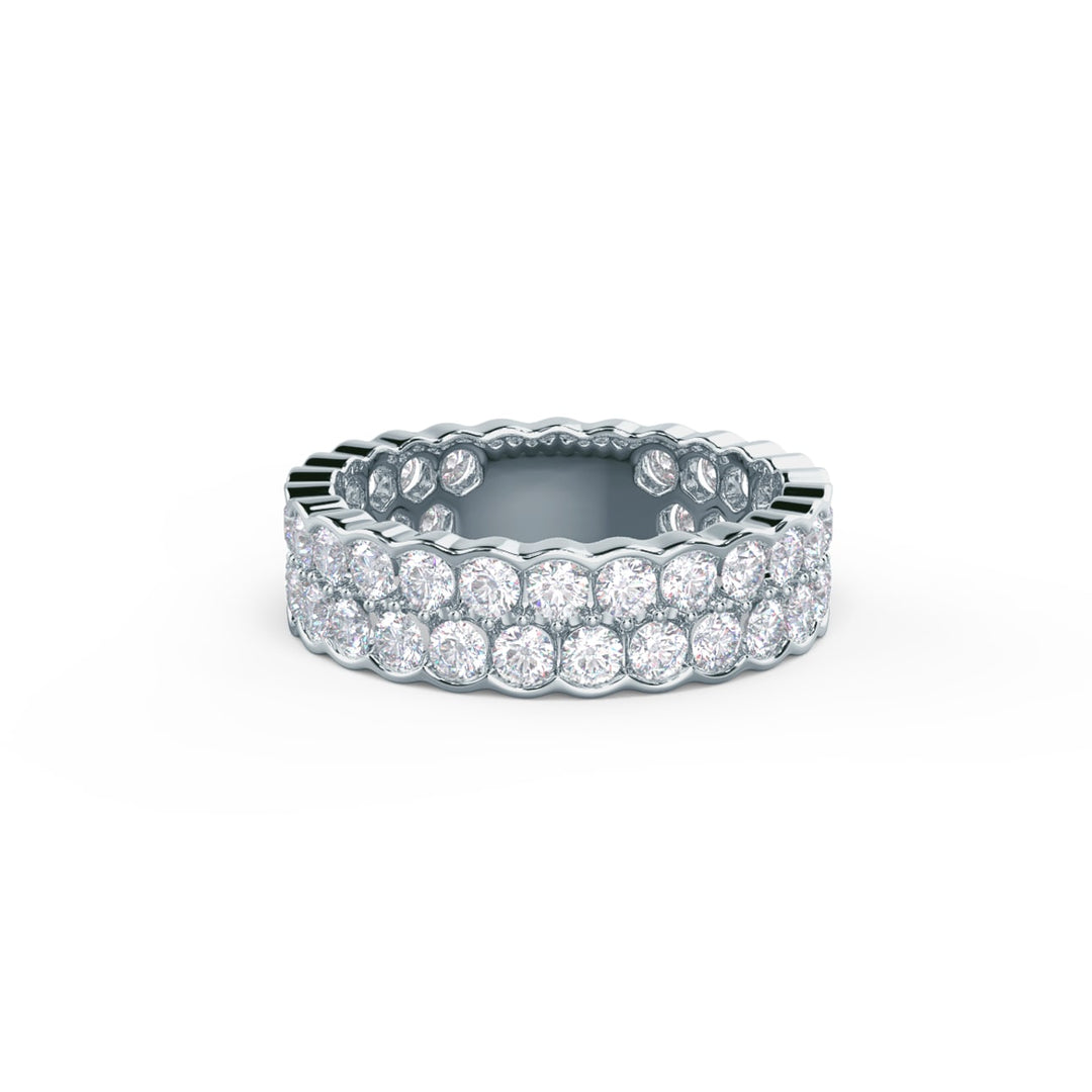 Round Cut Lab Grown Diamond Two Row Wedding Band - Doozy Diamonds