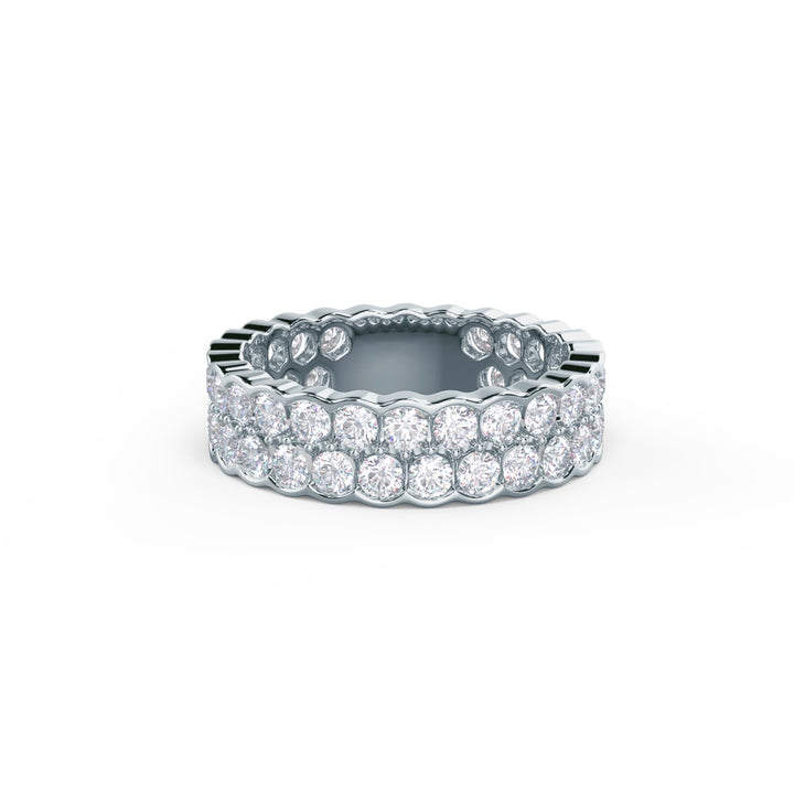 Round Cut Lab Grown Diamond Two Row Wedding Band - Doozy Diamonds