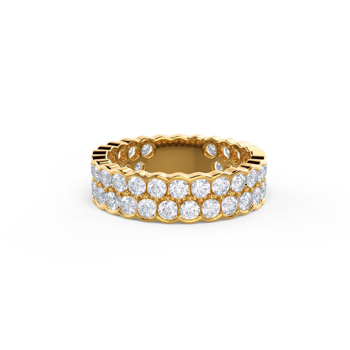 Round Cut Lab Grown Diamond Two Row Wedding Band - Doozy Diamonds