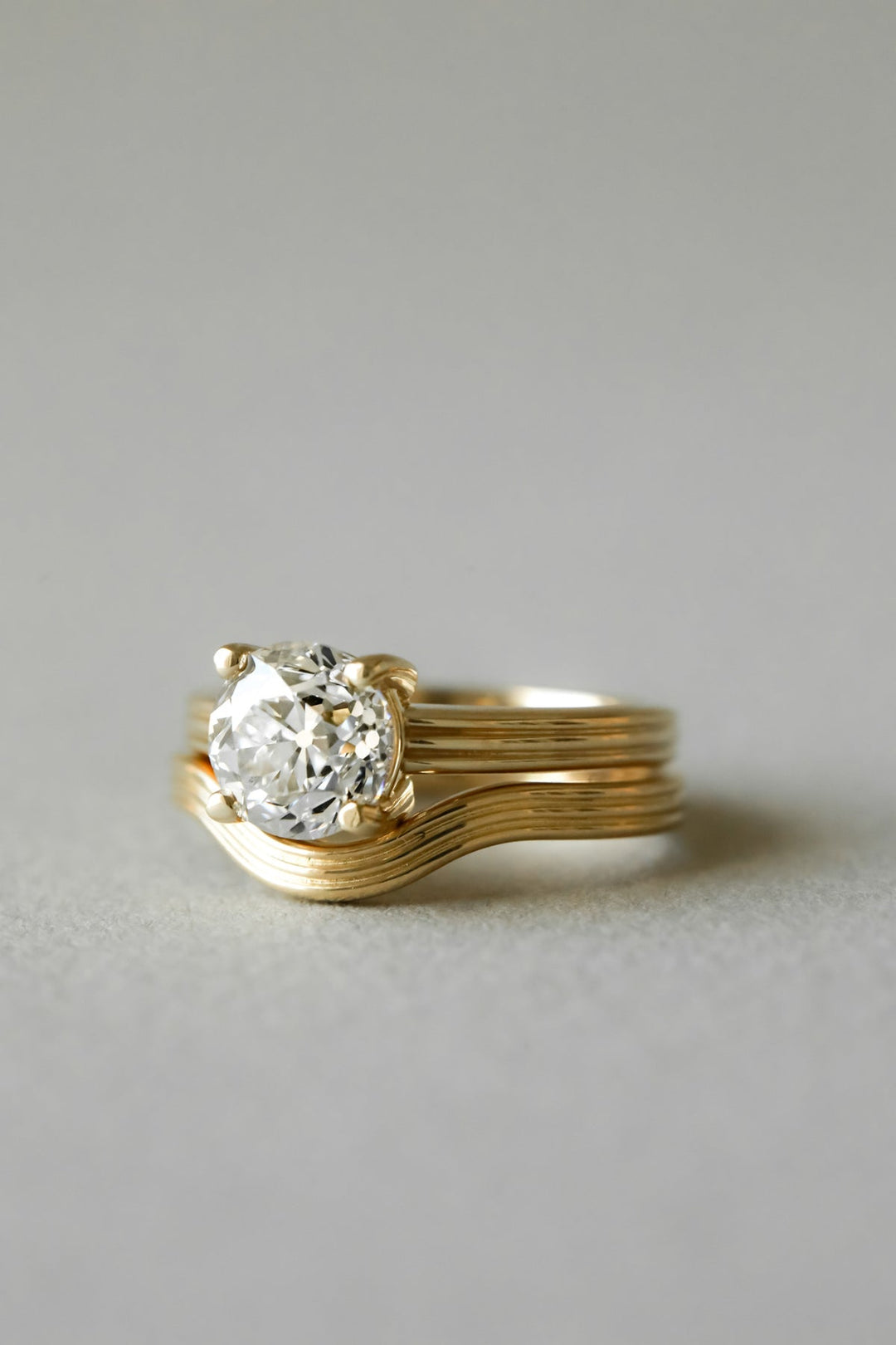2.06CT Old European Round F - VS Lab Grown Diamond Wedding Ring Set - Doozy Diamonds