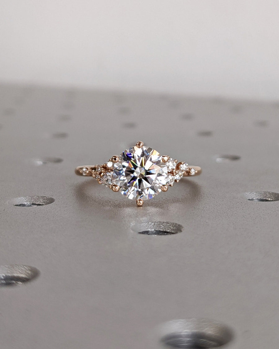 2.0CT round cluster lab grown diamond engagement ring for sale